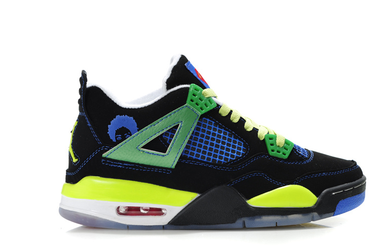 2012 Air Jordan Shoes 4 Black Green Blue - Click Image to Close