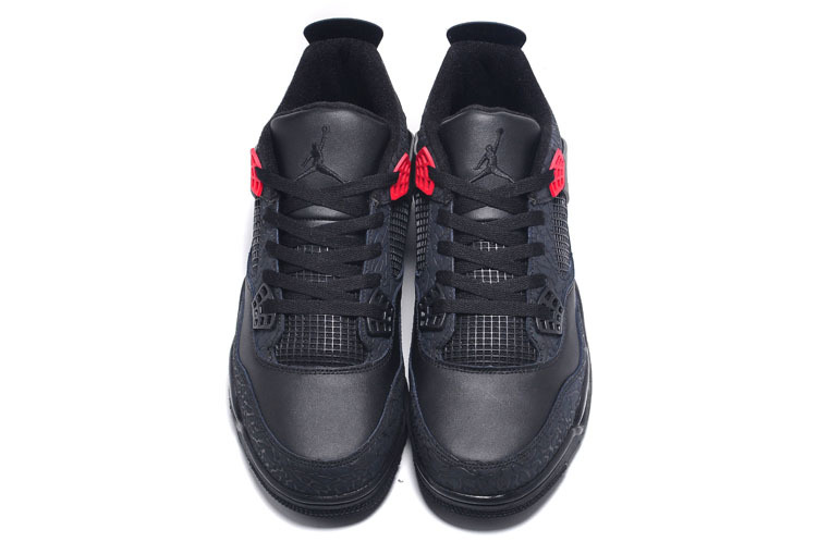 Cheap Real 2015 Jordan Jordan 4 Crack Print All Black Lovers - Click Image to Close