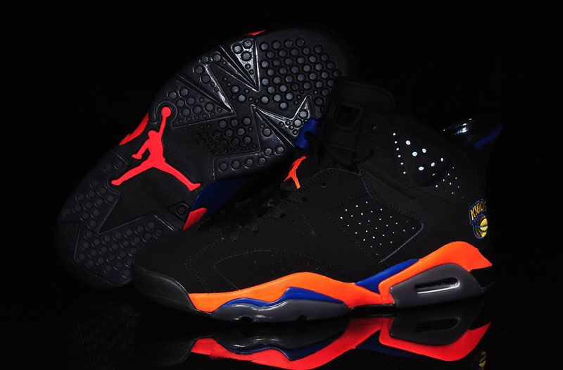 Cheap Real 2015 Jordan Jordan 6 Knicks World Cup Black Orange Blue Lovers