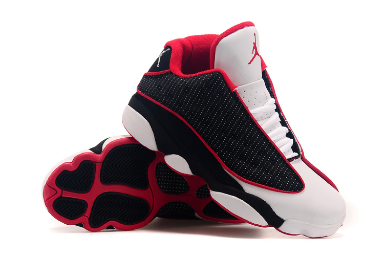 Real Jordan 13 Low Black White Red Shoes