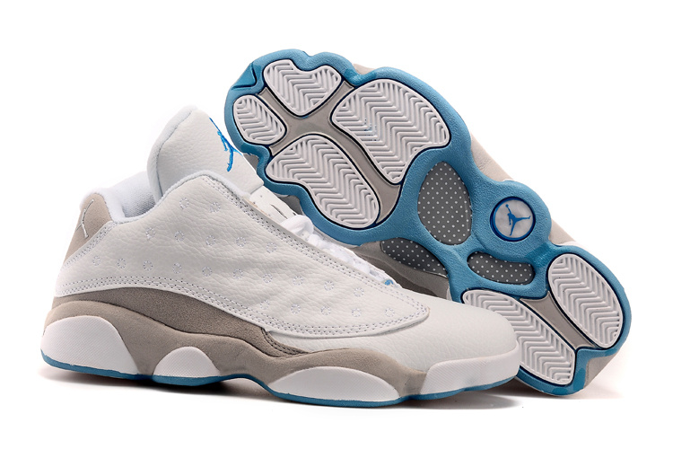 Real Jordan 13 Low White Grey Blue Shoes