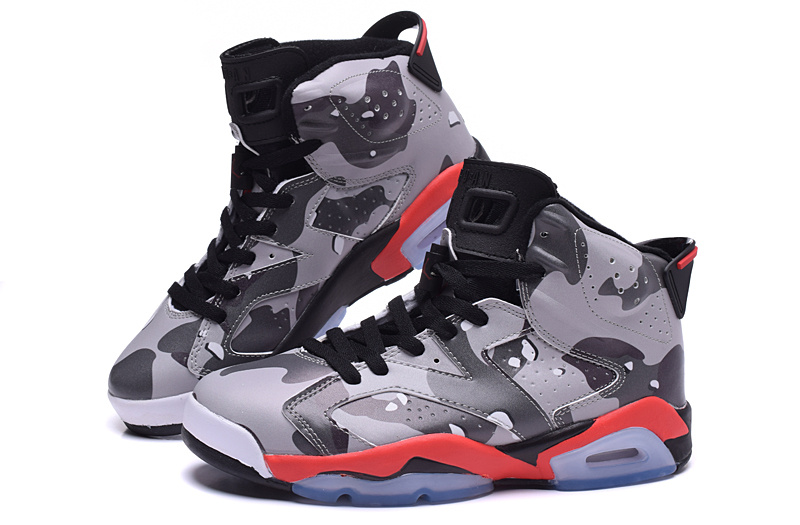 Real Jordan 6 Lover Army Grey Red Black Shoes