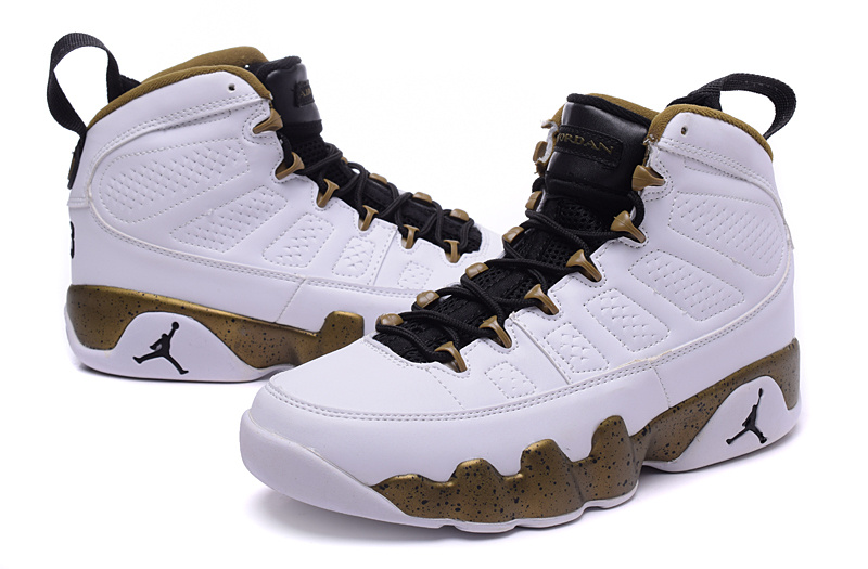 Real New Jordan 9 Retro White Coffe Black Shoes - Click Image to Close