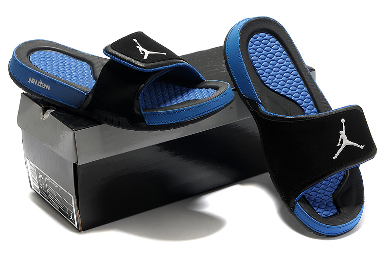 2015 Latest Air Jordan Hydro 2 Black Blue Sandal - Click Image to Close