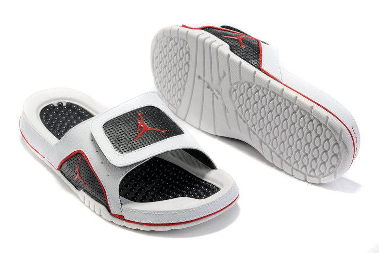 2015 Latest Air Jordan Hydro 5 Black Red White Sandal - Click Image to Close