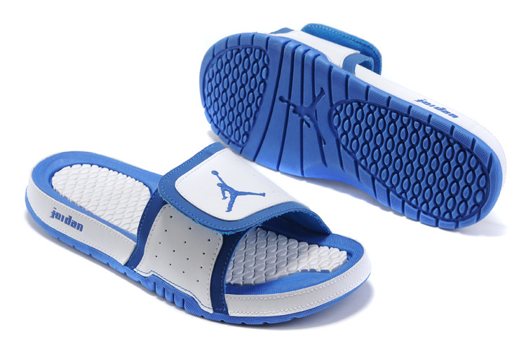 2015 Latest Air Jordan Hydro 5 White Blue Sandal - Click Image to Close