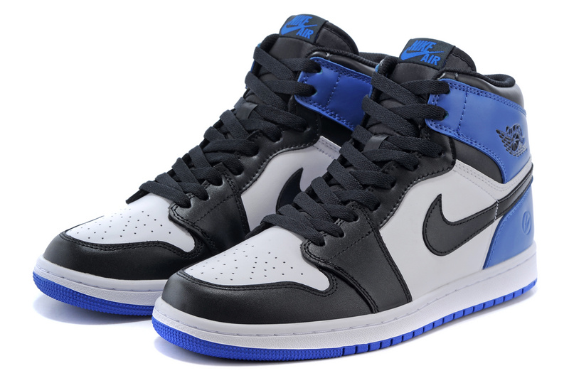 Real Jordan 1 Retro Black Grey Blue Shoes - Click Image to Close