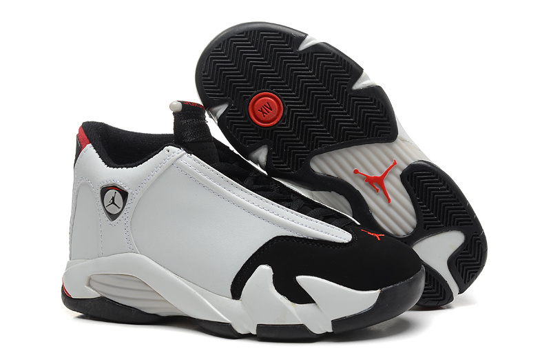 Real Jordan 14 White Black Red Shoes