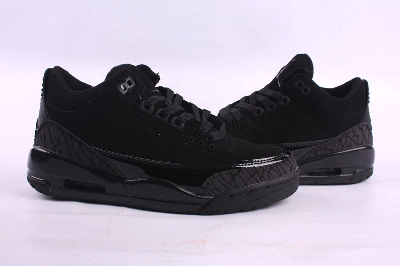 Real Jordan 3 Retro All Black Lover Shoes