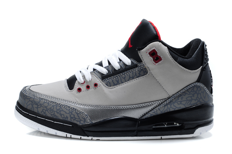 Real Jordan 3 Retro Grey Black Red Lover Shoes