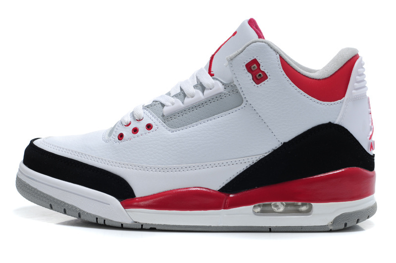 Real Jordan 3 Retro White Red Black Lover Shoes