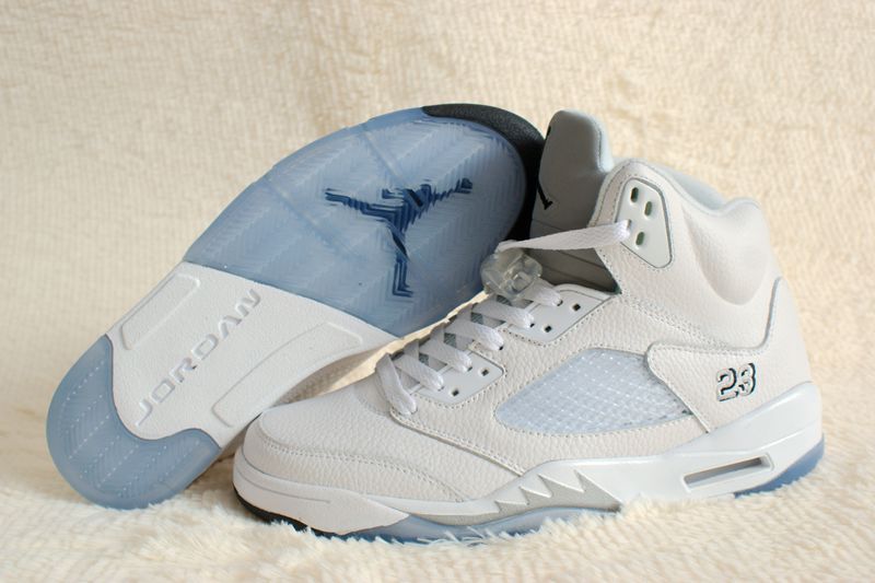 Real Jordan 5 Retro All White Shoes