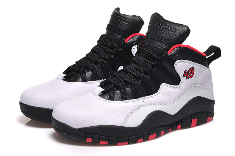 Real Jordan 10 Retro White Black Red Shoes - Click Image to Close