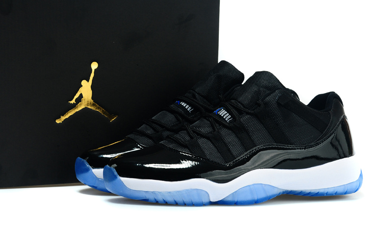 Real Jordan 11 Low Black White Blue Shoes