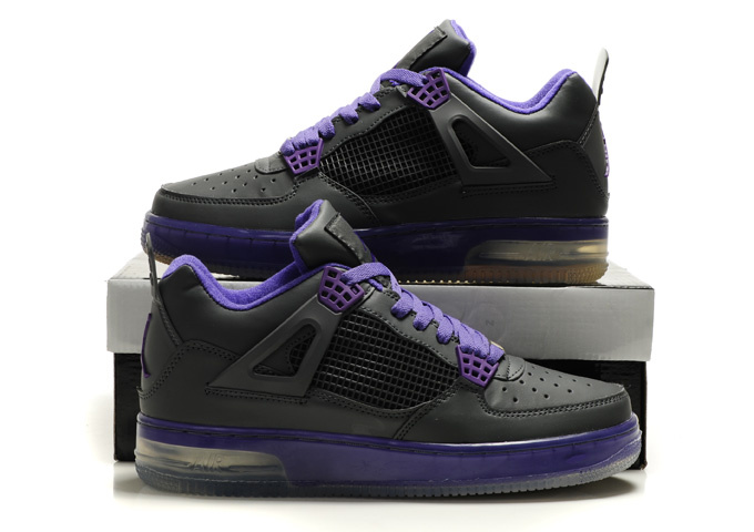 Cheap Air Force Jordan 4 Shine Sole Black Purple Shoes - Click Image to Close