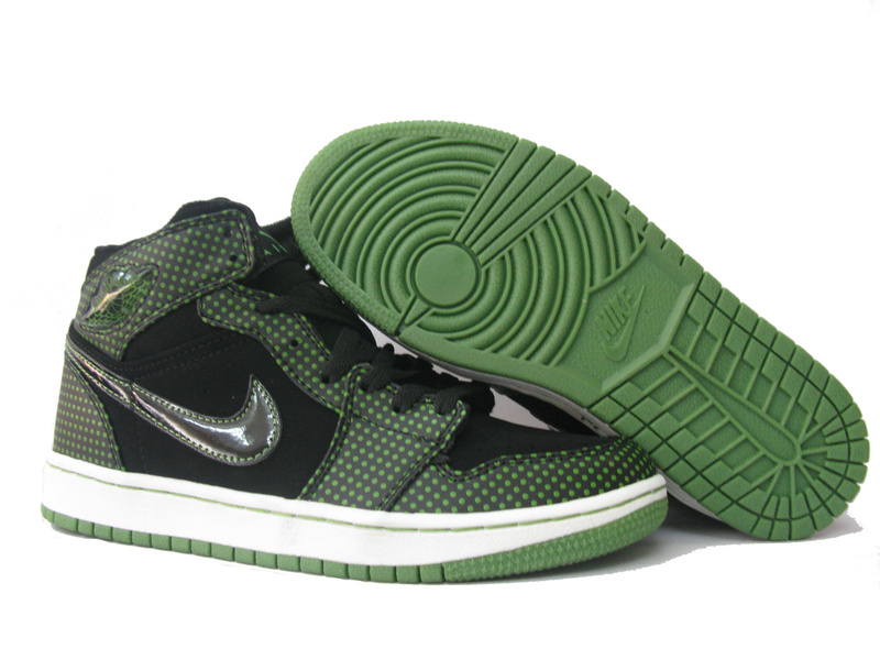 Cheap Air Jordan 1 Shoes Black White Green - Click Image to Close