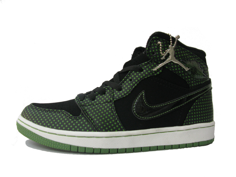 Cheap Air Jordan 1 Shoes Black White Green