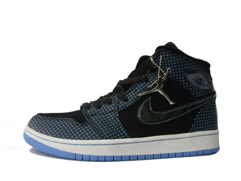 Cheap Air Jordan 1 Shoes Black White Light Blue - Click Image to Close