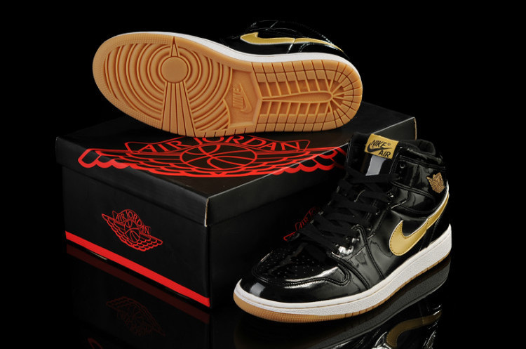 Cheap Real 2015 Jordan Jordan 1 Black Gold Shoes