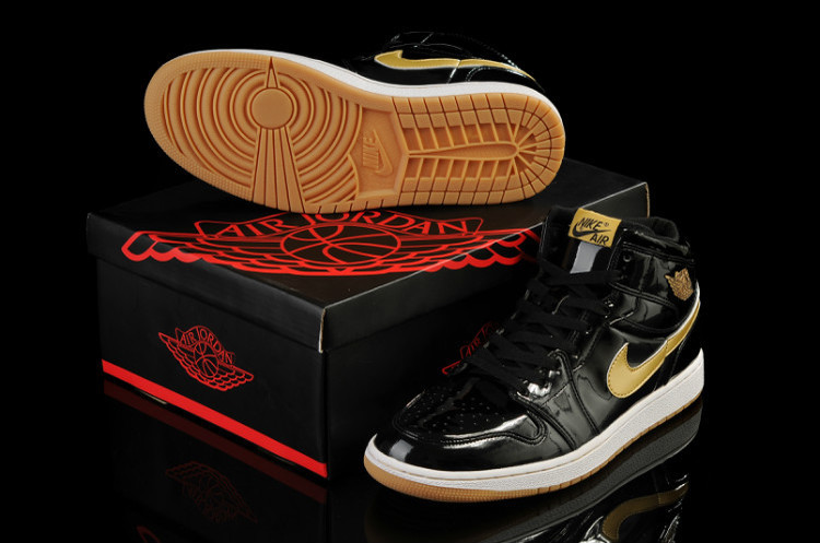 Cheap Real 2015 Jordan Jordan 1 Black Gold Shoes - Click Image to Close