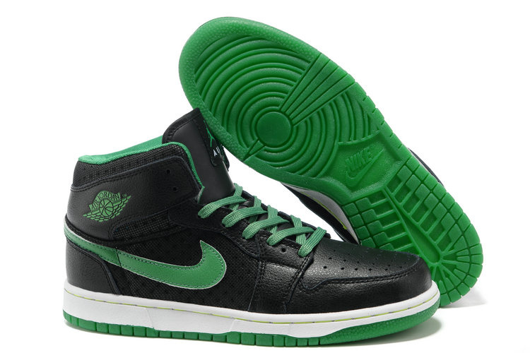 Authentic Air Jordan 1 Transparent Sole Black Green White For Sale