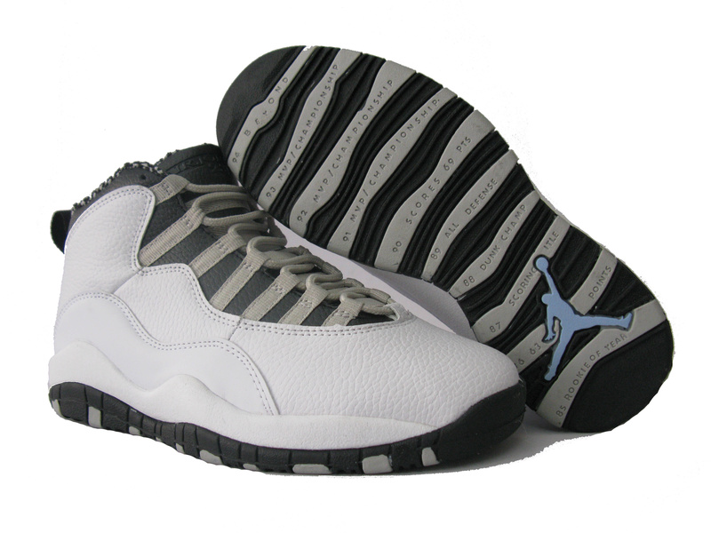 Cheap Air Jordan Shoes 10 White Grey Black