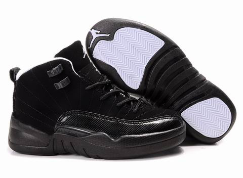 Cheap Air Jordan Shoes 12 Black For Kids - Click Image to Close