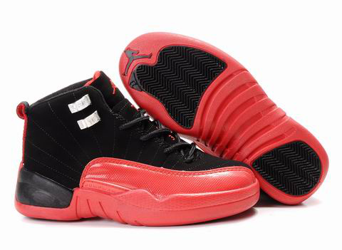 Cheap Air Jordan Shoes 12 Black Red For Kids