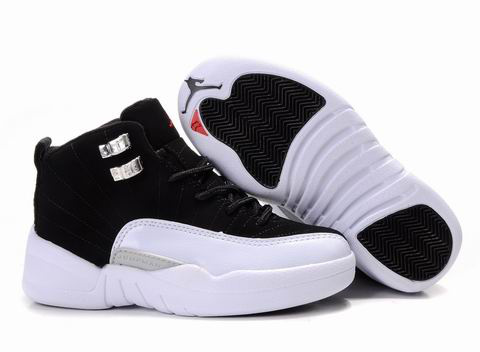 Cheap Air Jordan Shoes 12 Black White For Kids