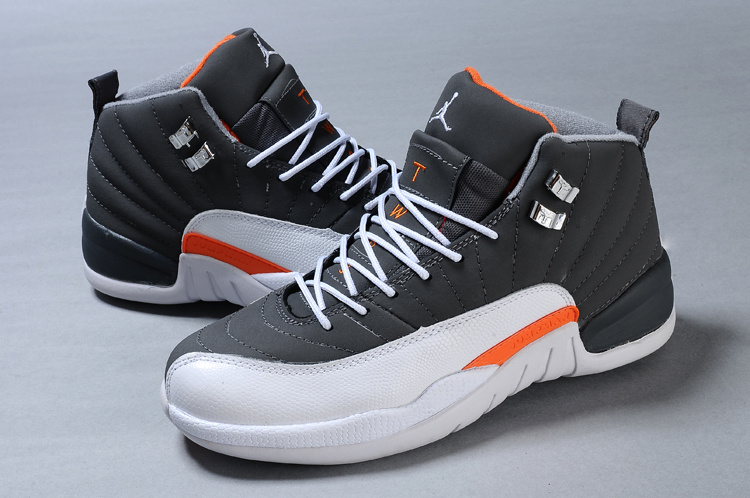 Cheap Air Jordan Shoes 12 Duplicate Grey White Orange - Click Image to Close