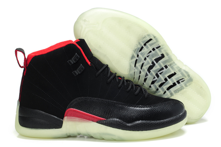 Cheap Air Jordan Shoes 12 Shine Sole Black Red