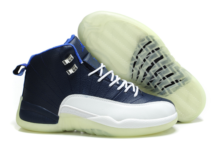 Cheap Air Jordan Shoes 12 Shoes Shine Sole Blue White - Click Image to Close