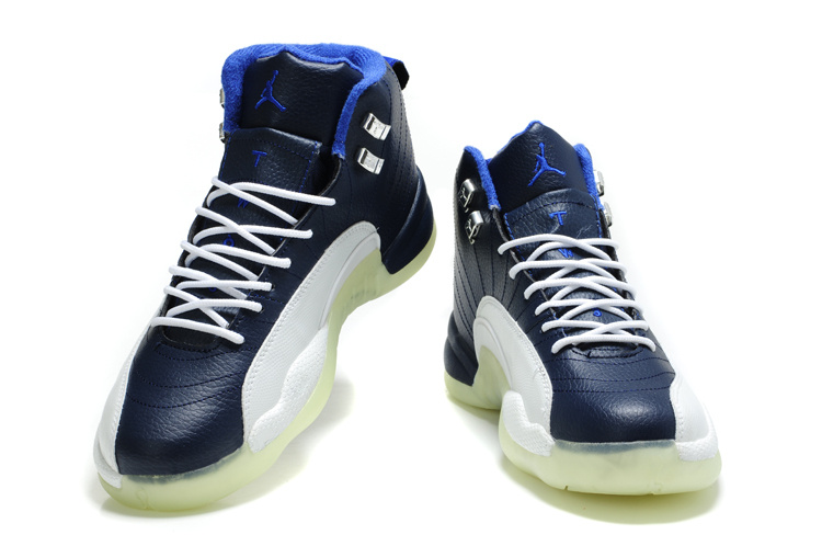 Cheap Air Jordan Shoes 12 Shoes Shine Sole Blue White - Click Image to Close