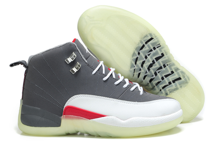 Cheap Air Jordan Shoes 12 Shoes Shine Sole Grey White Red