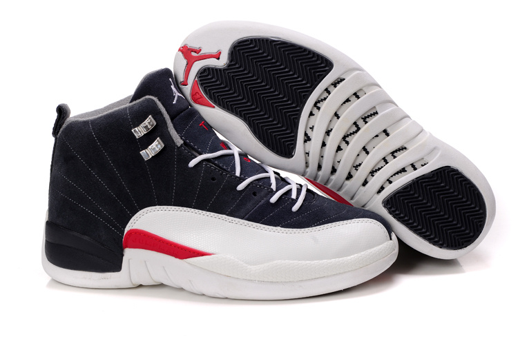 Cheap Air Jordan Shoes 12 Shoes Suede Black White Red - Click Image to Close