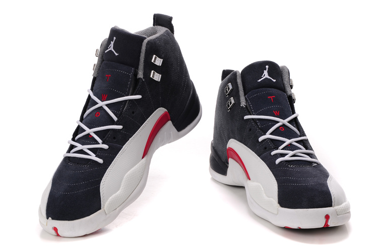 Cheap Air Jordan Shoes 12 Shoes Suede Black White Red - Click Image to Close