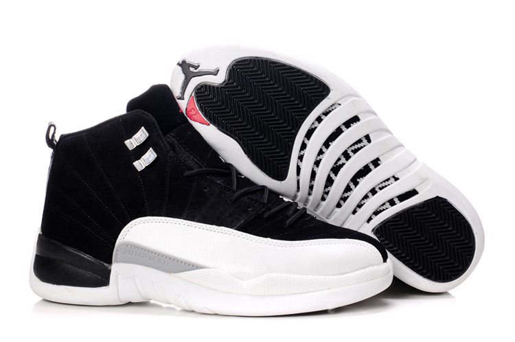 Cheap Air Jordan Shoes 12 Shoes Suede Black White - Click Image to Close