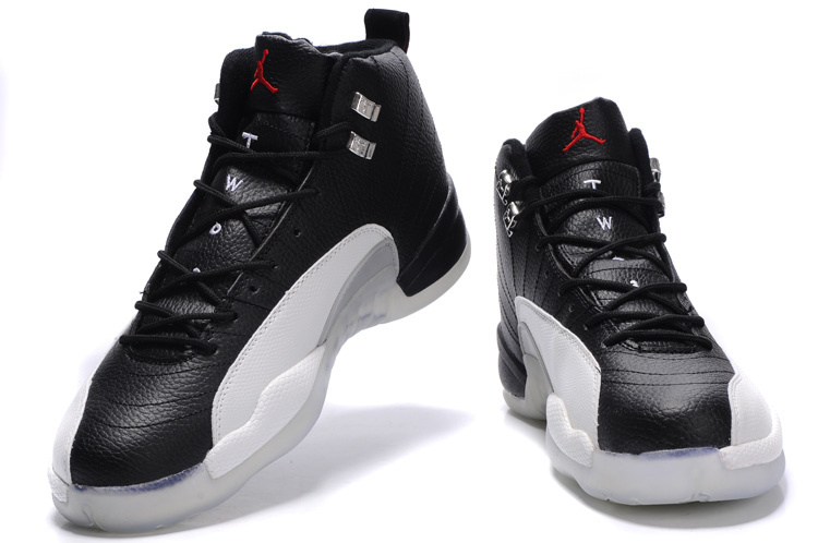 Cheap Air Jordan Shoes 12 Transparent Sole Black White - Click Image to Close