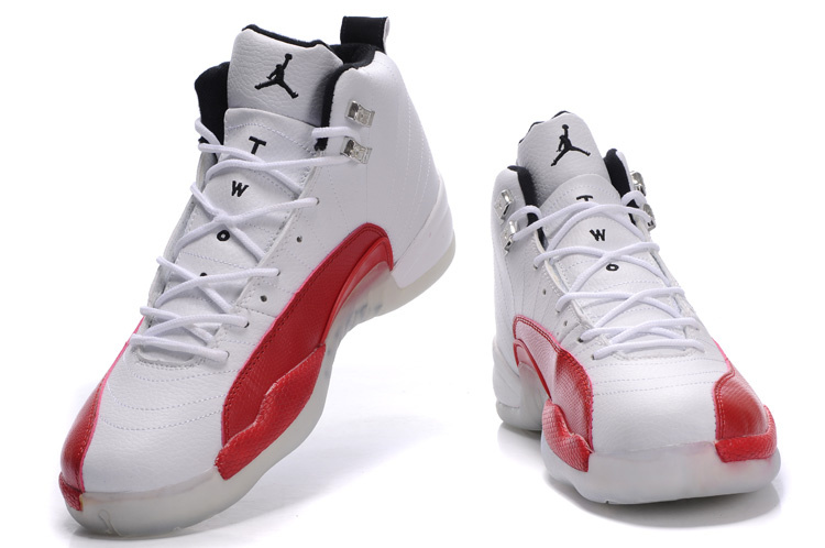 Cheap Air Jordan Shoes 12 Transparent Sole White Red