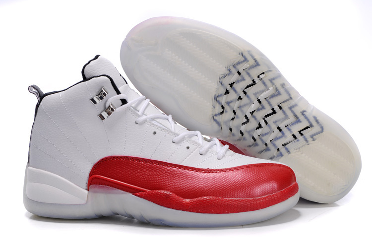 Cheap Air Jordan Shoes 12 Transparent Sole White Red