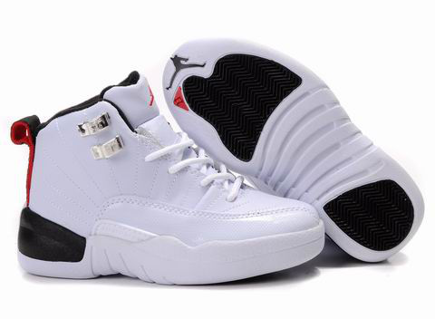 Cheap Air Jordan Shoes 12 White Black For Kids - Click Image to Close