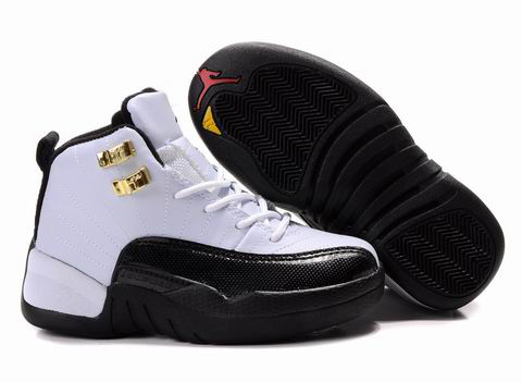 Cheap Air Jordan Shoes 12 White Black Gold For Kids