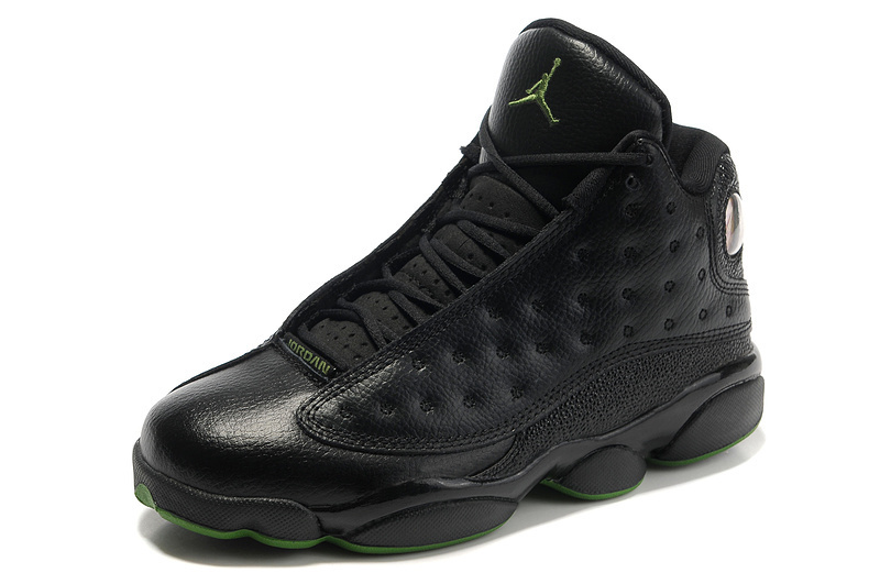 Cheap Air Jordan Shoes 13 Cowhide Black Green - Click Image to Close