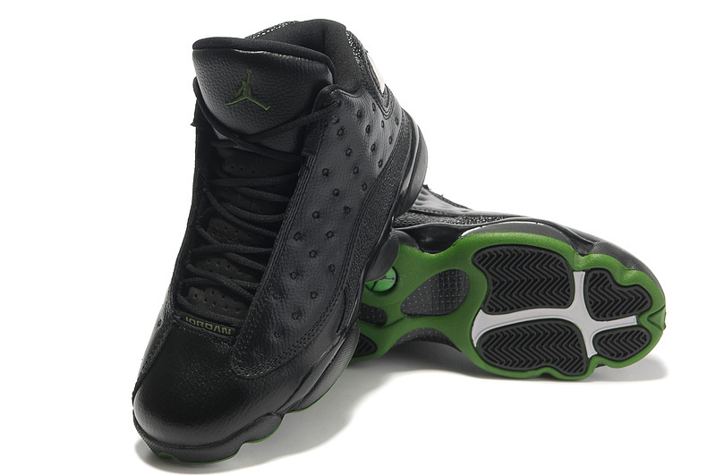 Cheap Air Jordan Shoes 13 Cowhide Black Green - Click Image to Close