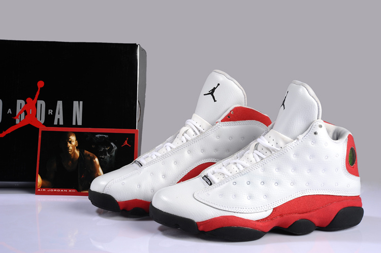Cheap Air Jordan Shoes 13 Cowhide White Red White - Click Image to Close