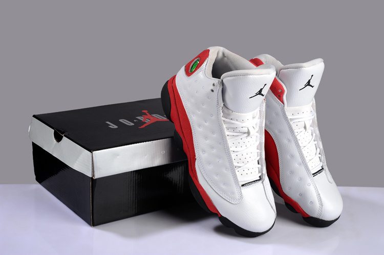 Cheap Air Jordan Shoes 13 Cowhide White Red White - Click Image to Close
