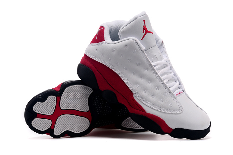 Real Jordan 13 Low 30th White Red Black Shoes - Click Image to Close