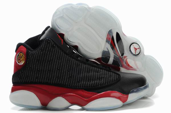 Cheap Air Jordan Shoes 13 Shoes Net Vamp Transparent Sole Black Red White - Click Image to Close