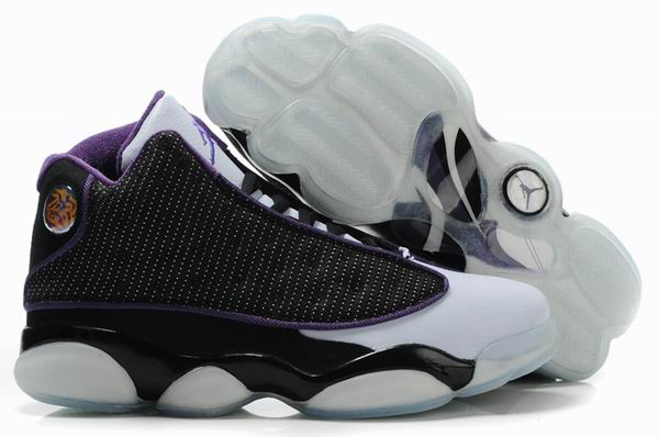 Cheap Air Jordan Shoes 13 Shoes Net Vamp Transparent Sole Black White Purple