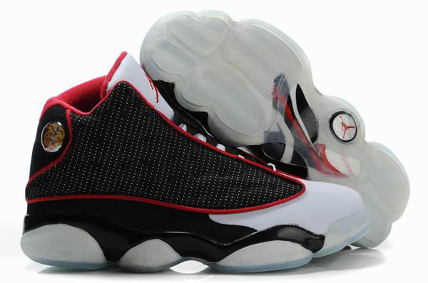 Cheap Air Jordan Shoes 13 Shoes Net Vamp Transparent Sole Black White Red